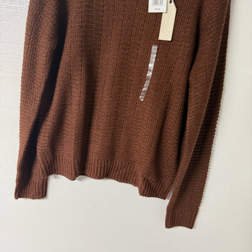 Sage Steel Sweater Men Size L Brown Textured Waffle Knit Crewneck Pullover - Picture 5 of 9